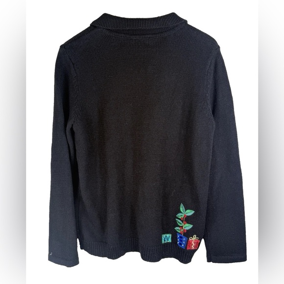 Sarah Bentley Christmas Zip Up Cardigan Trees Gifts Beads Embroidered Medium - Picture 2 of 10